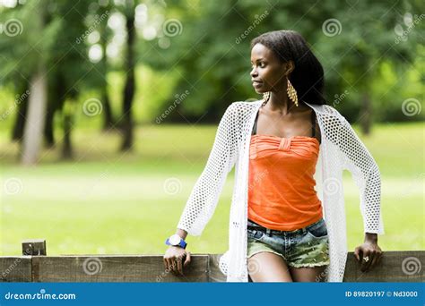 Beautiful Black Woman Posing In Nature Stock Image Image Of Cute