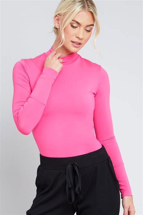 All Use Mock Neck Top In Neon Pink Terez