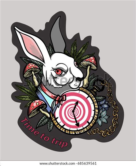 Rabbit Alice Wonderland Tattoo Stock Vector Royalty Free 685639561
