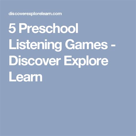 5 Preschool Listening Games Discover Explore Learn Listening Games