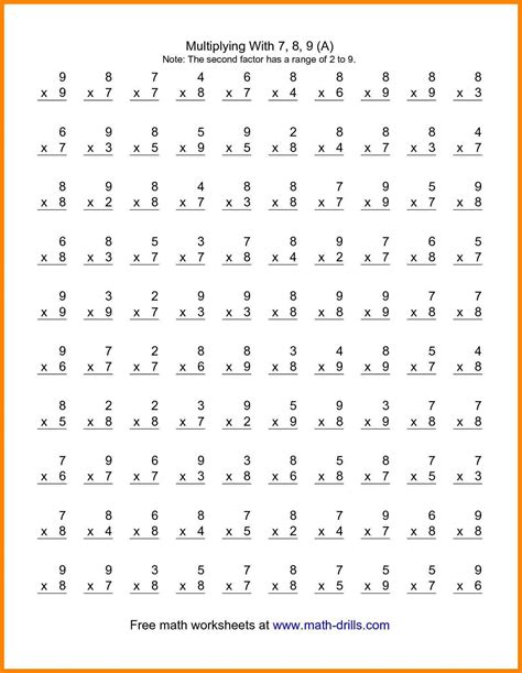 4th Grade Multiplication Practice Quiz Myschoolsmathcom 4th Grade