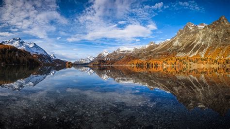 Lake Sils In Switzerland In The Valley Of Upper Engadine Grisone