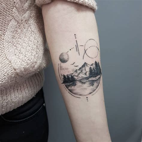 Very happy with how it. Circular forest landscape tattoo - Tattoogrid.net