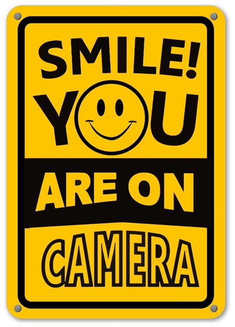 Smile Youre On Camera New Style Sign Yellow Plastic 7x 11 Etsy