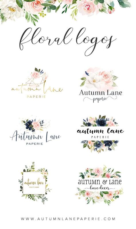 Logo From Autumn Lane Paperie Floral Logos Watercolor Flower Logos