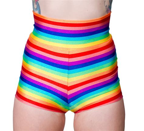 Rainbow Booty Rainbow Stripe Print Booty Shorts
