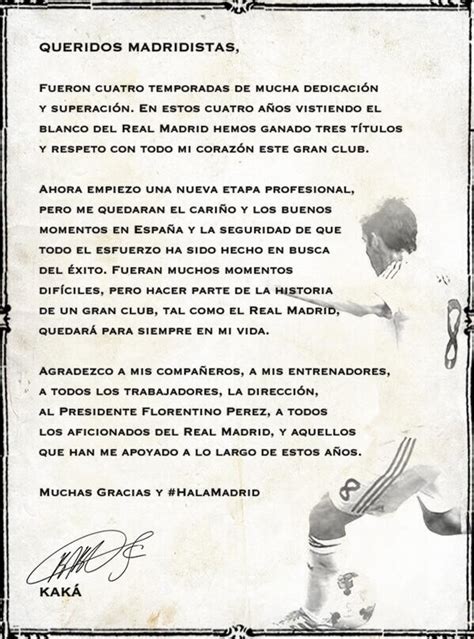 Carta De Despedida De Kaká Del Madrid Sportyou 20minutos