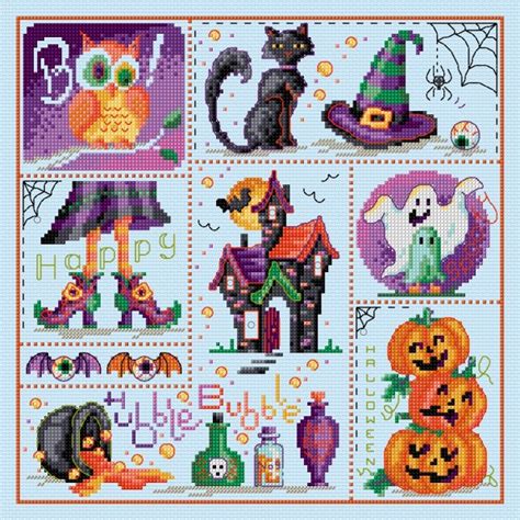 Halloween Sampler Counted Cross Stitch Pattern By Maria Diaz Desig