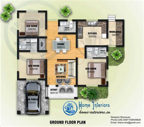 Square feet details ground floor : Small Plot 3 Bedroom Single Floor House in Kerala with ...