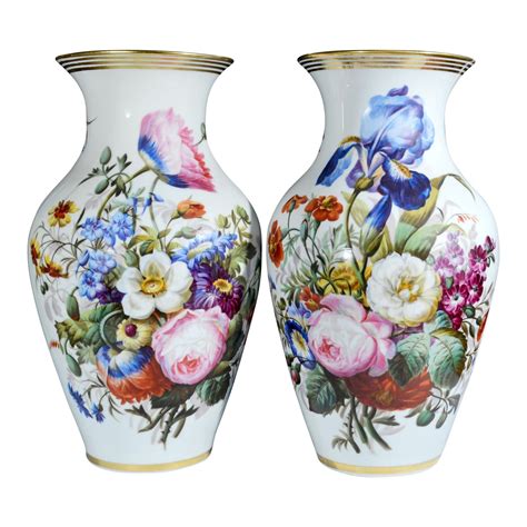 Porcelain Large Botanical Vases A Pair Chairish