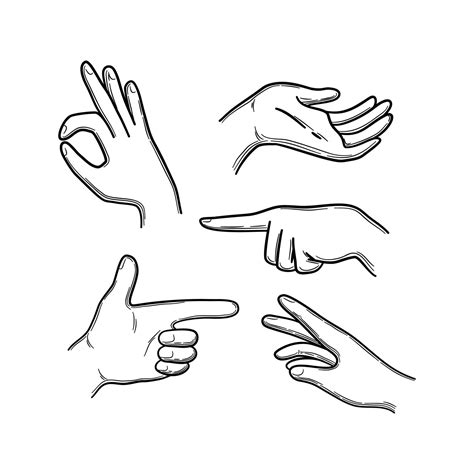 Hands Gestures Human Pointing Hands Showing Thumbs Up Down Like Set