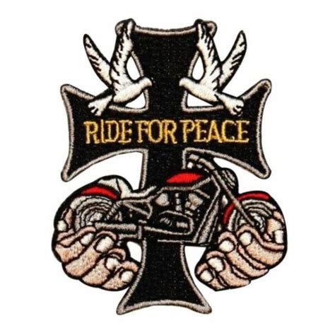 Ride For Peace Cross Patch Motorcycle Biker Symbol Embroidered Iron On