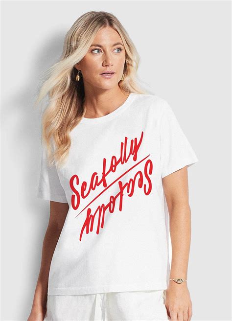 Seafolly Tops Coastal Nights Tee White Womens Seafolly Shop