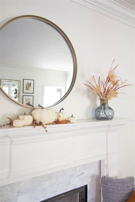 4 Ways To Style A Simple Fall Mantle With A Round Mirror Deeply