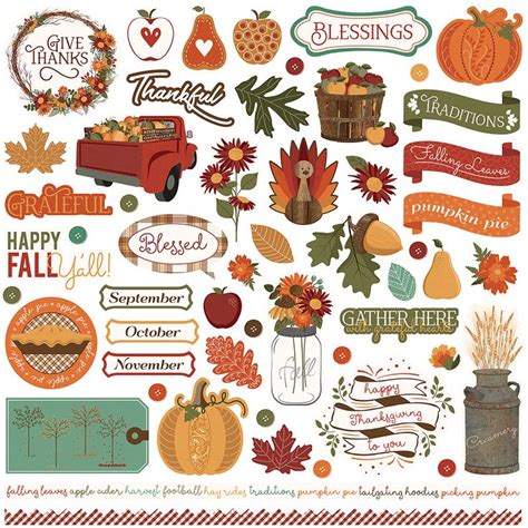 An Assortment Of Fall Stickers On A White Background