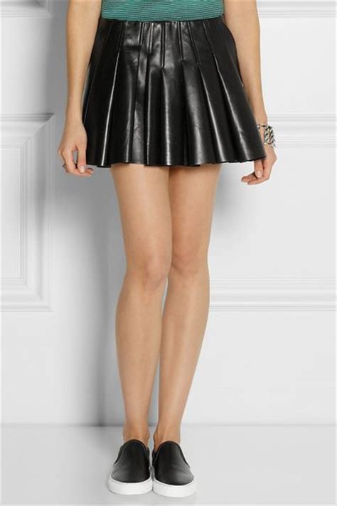 Alexander Wang Pleated Leather Mini Skirt In Black Lyst