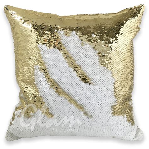 White And Gold Reversible Sequin Glam Pillow Glam Pillows