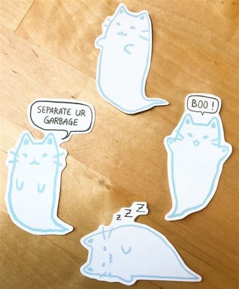 Ghost Cats Vinyl Sticker Set Etsy Cat Stickers Ghost Cat Cats