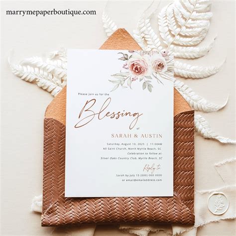 Marriage Blessing Ceremony Invitation Template Floral Boho Etsy