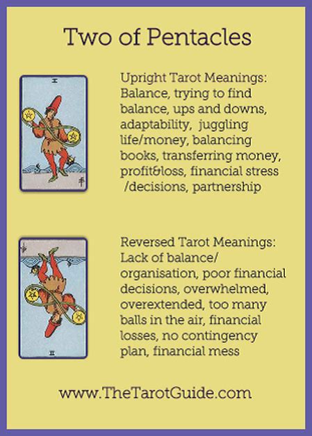 The lovers represents an important career decision with lasting consequences. Two of Pentacles Tarot Flashcard showing the best keyword meanings for the upright & reversed ...