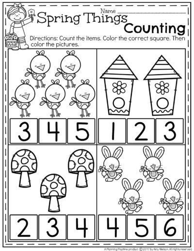Easy Spring Counting Worksheet