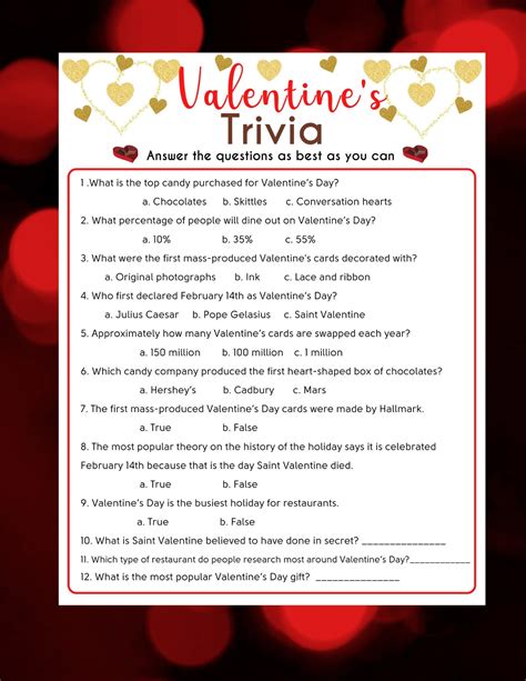 valentine trivia printable