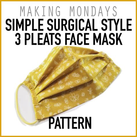 Simple Surgical Style 3 Pleats Face Mask Pattern