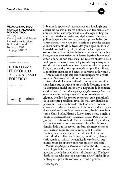 FILOSOFIA PARA LA BUENA VIDA HEMEROTECA pluralismo político