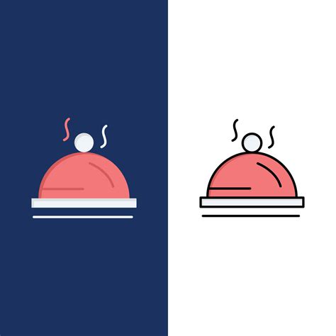 Hotel Dish Food Service Icons Flat And Line Filled Icon Set Vector Blue