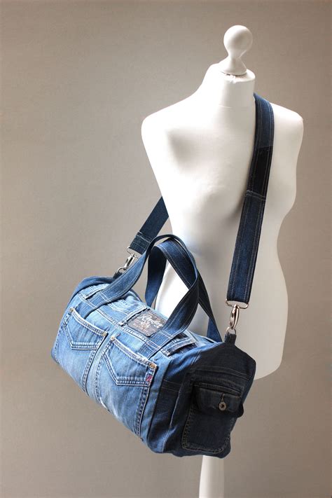 Denim Bag Recycled Denim Big Bag Casual Bag Sport Bag Unisex Bag