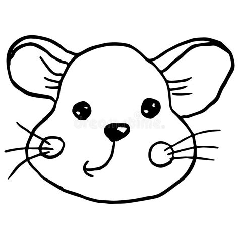 Cute Mouse Face Icon Vector Illustration Doodle Rat Logo Stock Vector