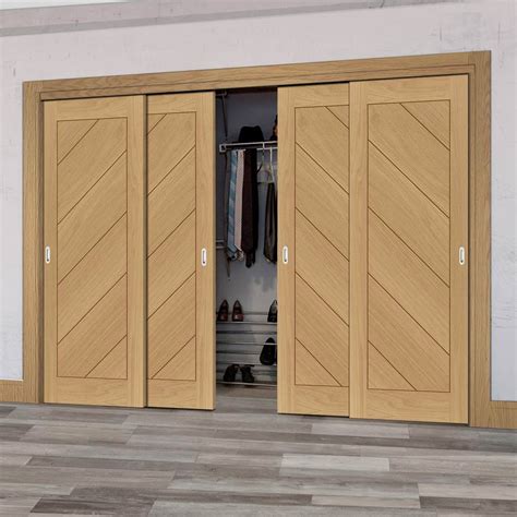 Four Sliding Wardrobe Doors And Frame Kit Torino Oak Door Prefinishe