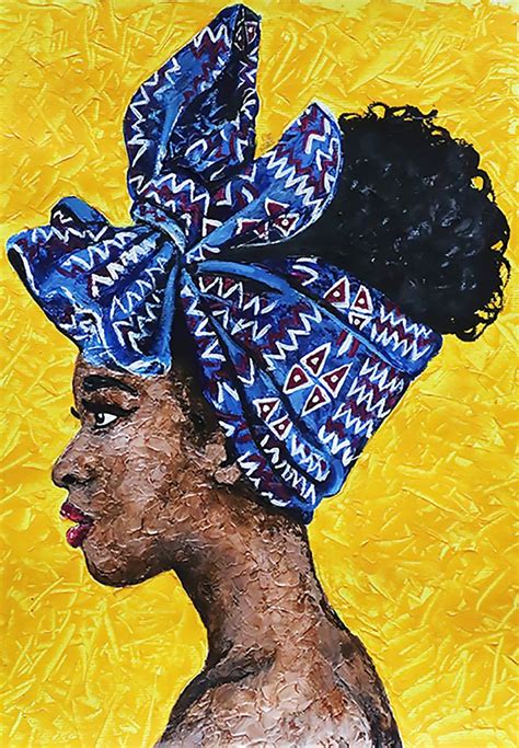 Modern Urban African Woman Original Acrylics Painting In