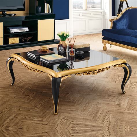 Black eggers solid coffee table. Black Lacquered Gold Leaf Coffee Table