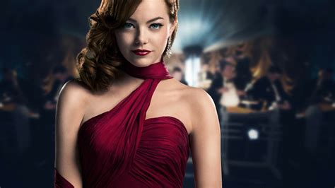 Download Lipstick Earrings Blue Eyes Brunette Emma Stone American Actress Movie Gangster Squad