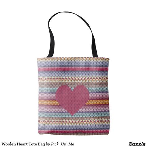 Woolen Heart Tote Bag Zazzle Printed Tote Bags Bags Tote Bag