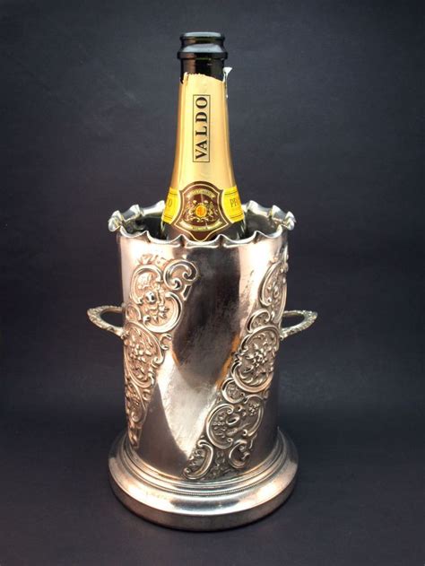 Antique 19thc Victorian Silver Plated Embossed Tall Wine Bottle Holder