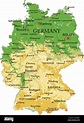 Mapa físico muy detallado de Alemania, en formato vectorial, con todas ...
