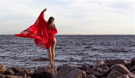 Women Model Barefoot Yury Semenov Brunette Long Hair Nude Alina Savenko Whole Body
