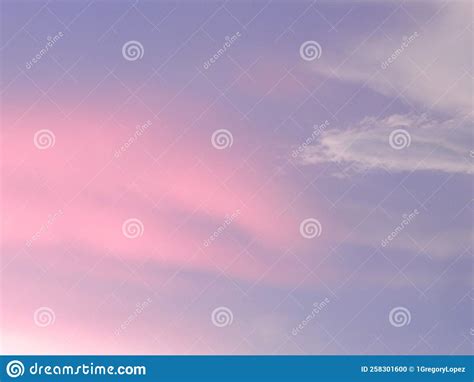 Soft Gray Clouds On Purple And Lilac South American Horizon Stock Photo