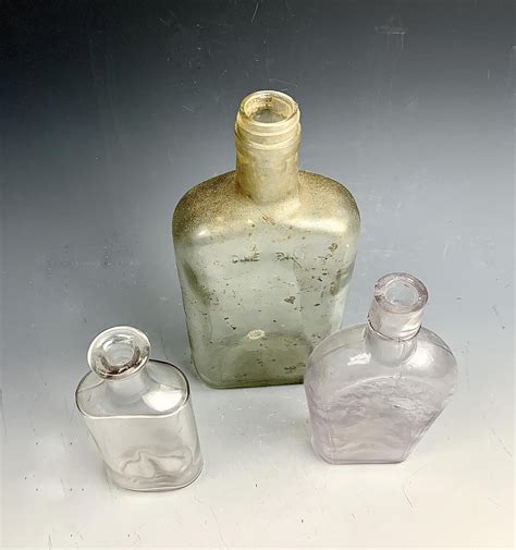 Three Old Vintage Glass Bottles Collectible Antique Bottles Assemblage Supply Art Supply