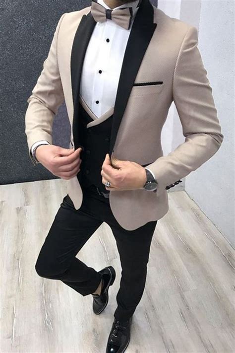 Beige Slim Fit Wedding Suits For Groomprom Tuxedos Fashion Suits For