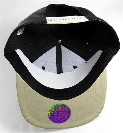 Faux Leather Blank Snapback Hats Wholesale Black Khaki