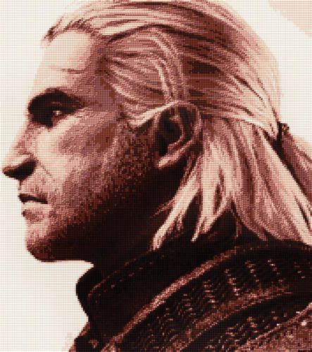 The Witcher Cross Stitch Pattern Geralt Photo Realistic Broderie