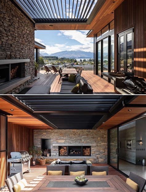 The Combination Of Stone And Wood Gives This Home A Rustic Modern Look