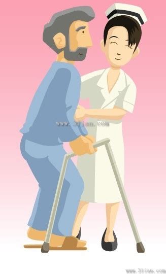 Vector Cartoon Nurse Helping Patients Vectors Graphic Art Designs In