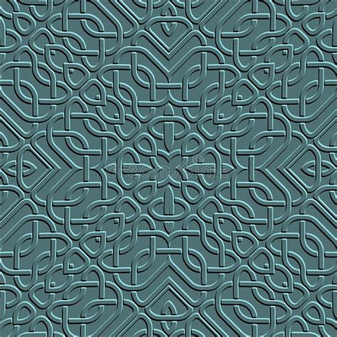 Emboss Celtic Style 3d Seamless Pattern Embossed Blue Relief