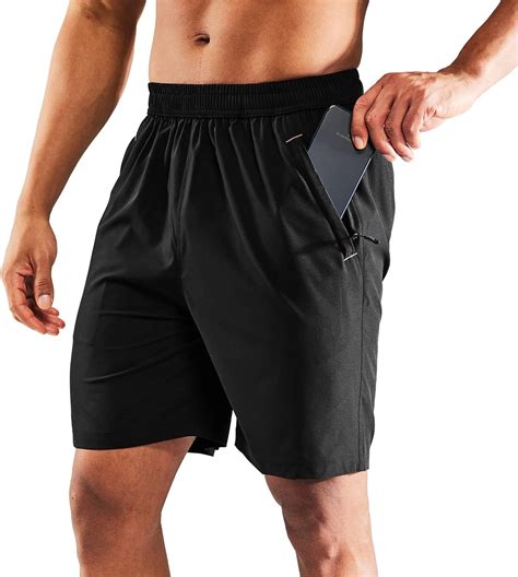 Mier Mens Quick Dry Running Shorts With Zipper Pocket