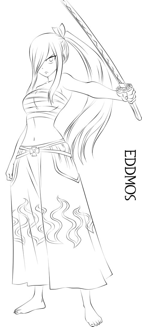 Erza mal vorlage / fairy tail coloring pages coloring4free. Erza Mal Vorlage - Erza Scharlachrote Linie Kunst Titania Zeichnung Fairy Tail Anime Bereich ...