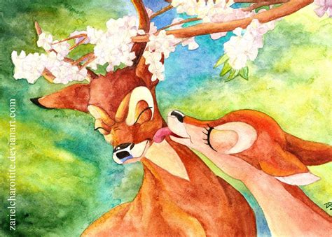 Twitterpated Bambi And Faline By Zarielcharoitite Twitterpated Disney Drawings Artist